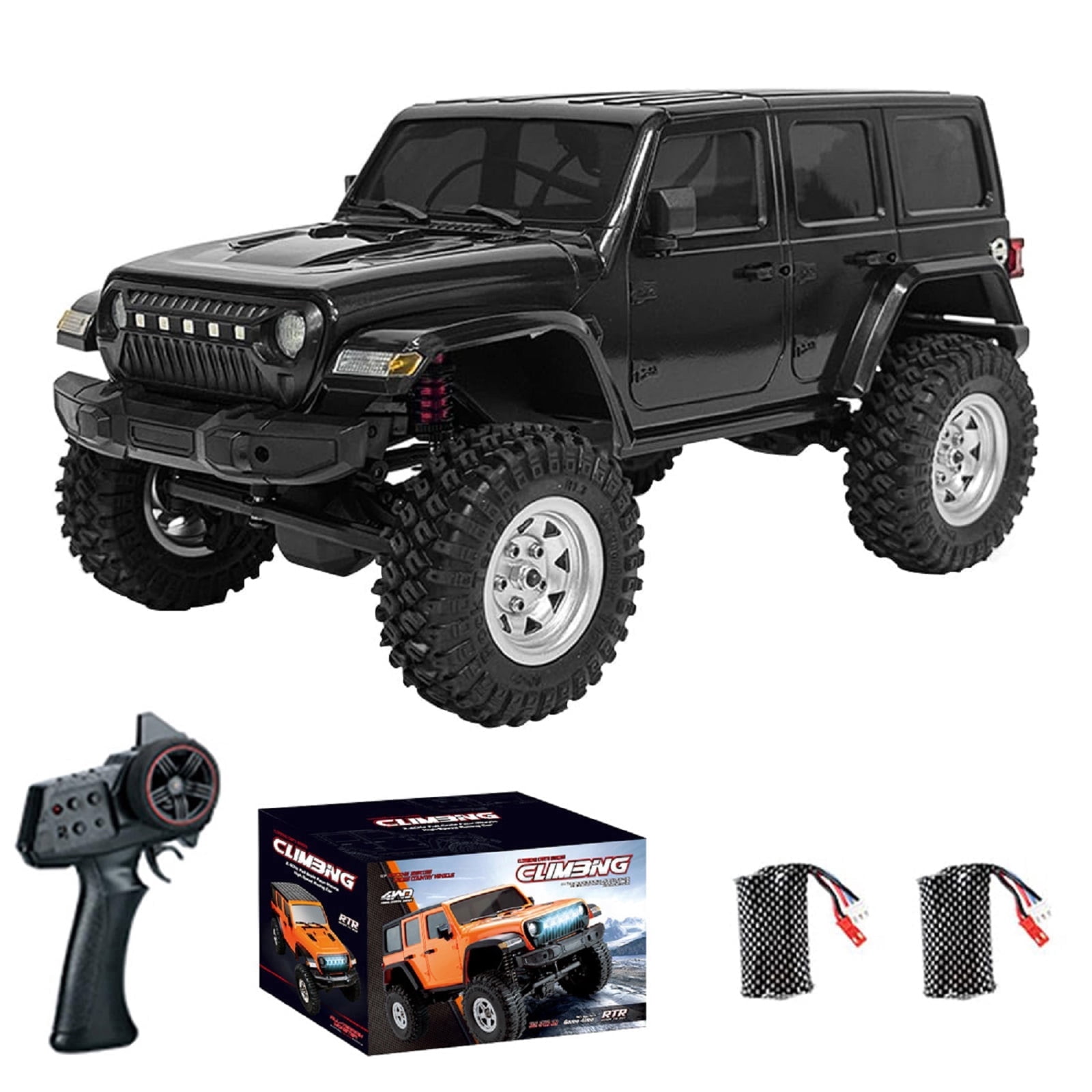 C8801 Pro RC Crawler 4WD RC Truck with 2 Batteries, 1:18 Scale Remote Control Truck, 2.4GHz Electric Vehicle with LED Light for Adults