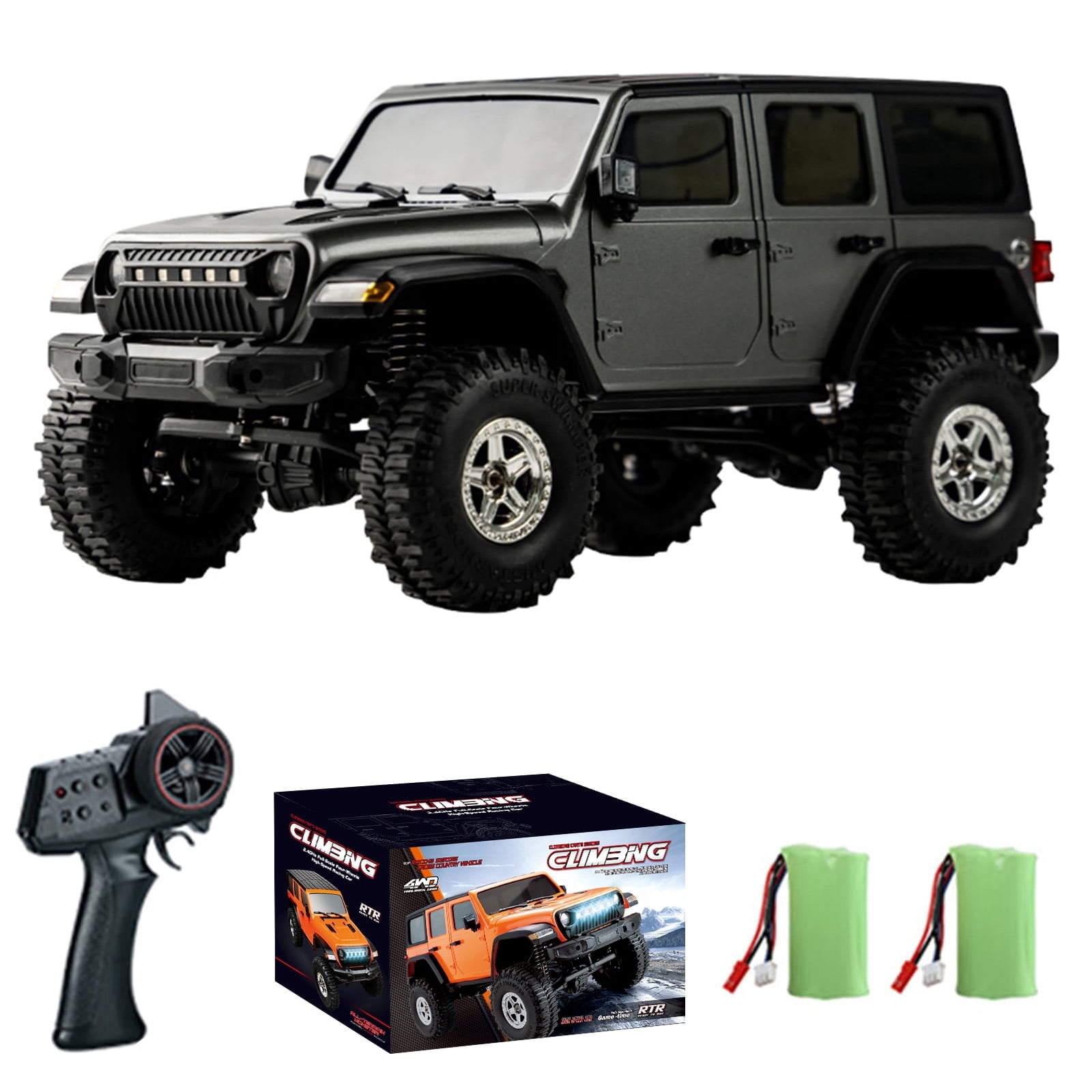 C8801 RC Crawler 4WD RC Truck with 2 Batteries, 1:18 Scale Remote Control Truck, 2.4GHz Electric Vehicle with LED Light for Adults,