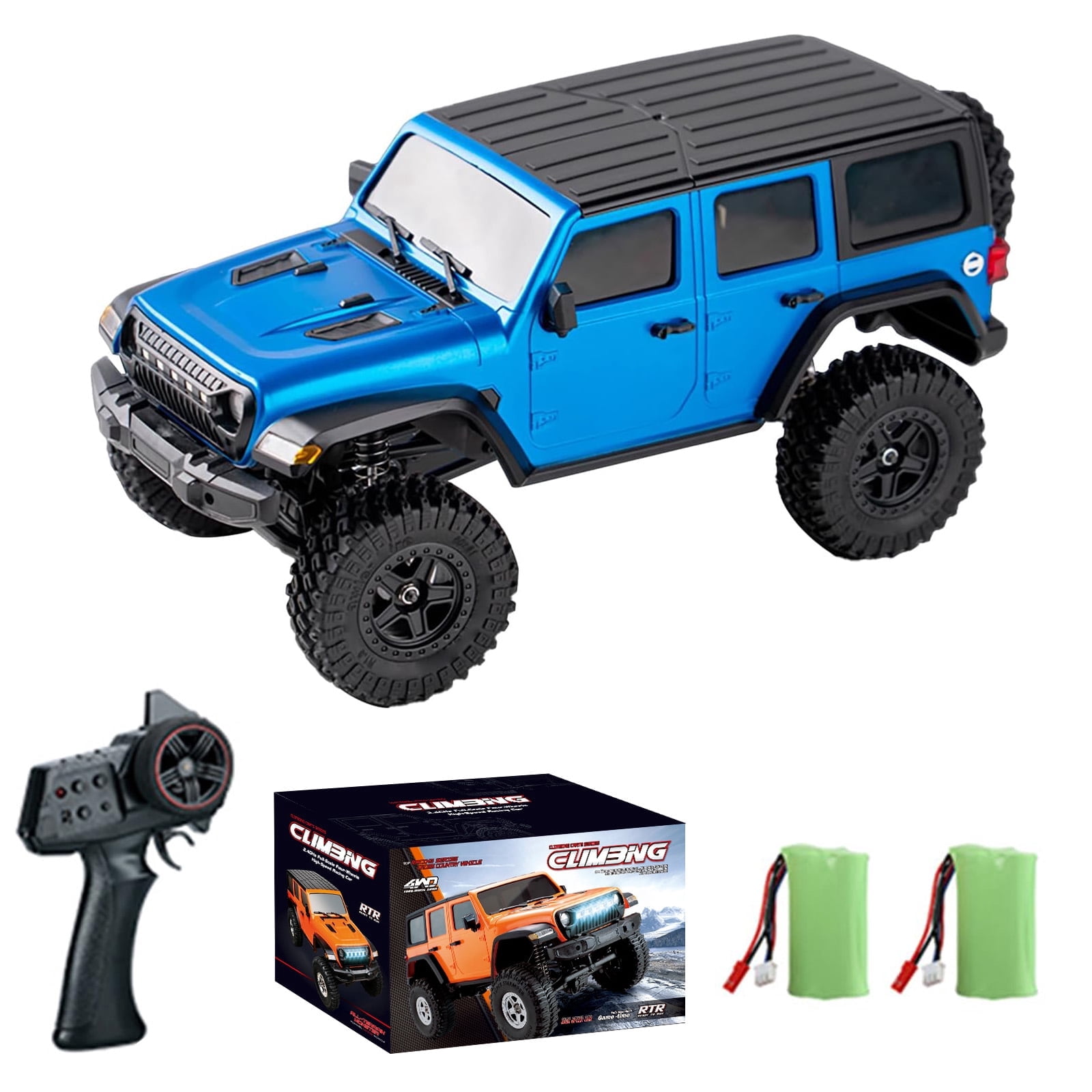 C8801 RC Crawler 4WD RC Truck with 2 Batteries, 1:18 Scale Remote Control Truck, 2.4GHz Electric Vehicle with LED Light for Adults,