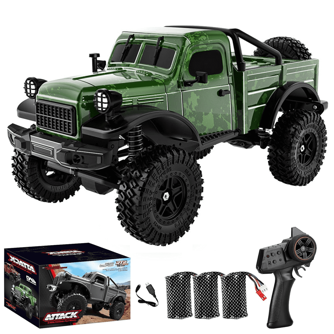 C8813 1/18 Scale RC Rock Crawler, 2.4G 4WD Off Road RC Truck with LED Lights, 370 High Torque Motor, All Terrain Climbing Car for Hobbyist - RTR