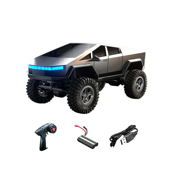 C8818 4WD RC Pickup Truck, Cybertruck-Style Simulation Off-Road Car with 370 Motor, 7.4V Battery, 2-Speed Gearbox, LED Light Modes & 100m 2.4G Control Toy for Adults