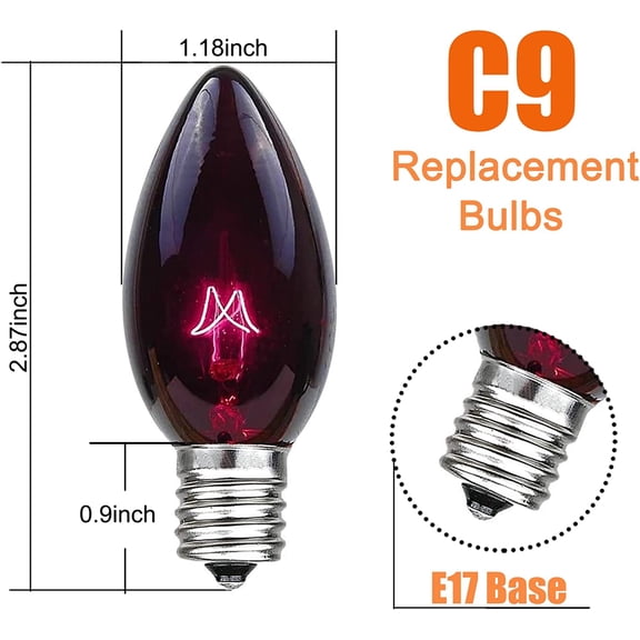 C9 Black String Light, 25Ft Vintage Halloween Lights with 26 Black Light Purple Bulbs(1 Spare), Connectable Patio String Lights for Patio Halloween Roofline Holiday Decor, Black Wire