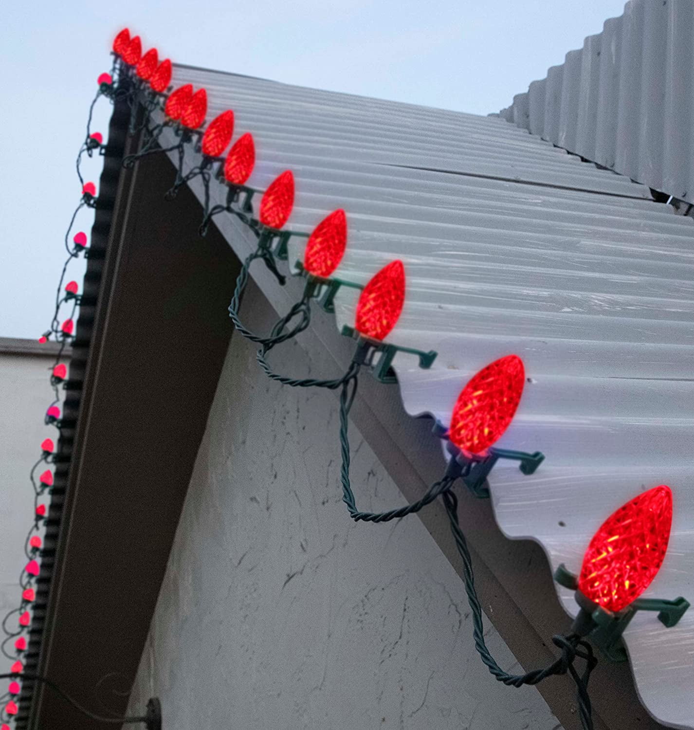 C9 Christmas Lights, 100 LED 60Ft Red Quick Clip Outdoor Christmas