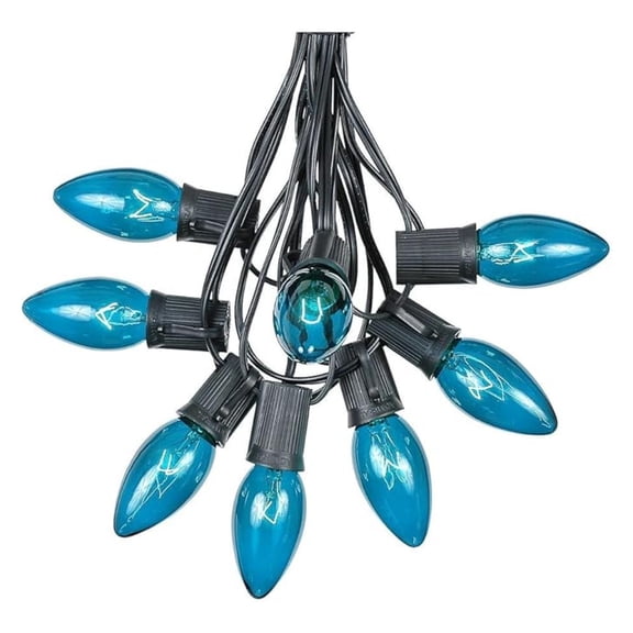 C9 Christmas String Lights - 100 Foot Outdoor Lights - Black Wire - Holiday Lighting - Roofline & Patio Decor - 125 Bulb Set