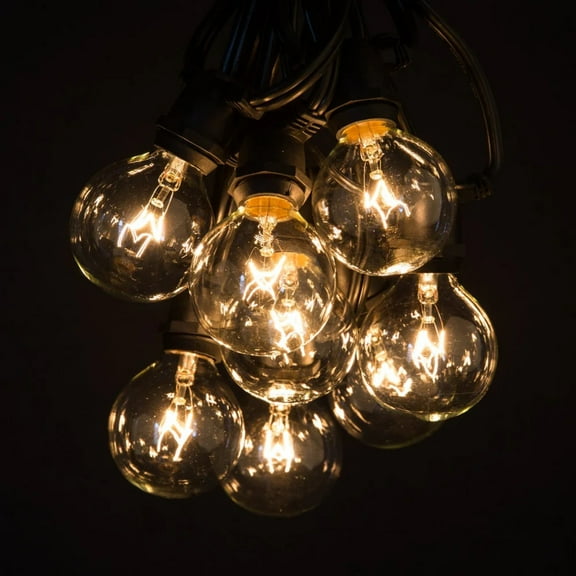 C9 Commercial String Lights with Black Wire and G50 Clear Bulbs