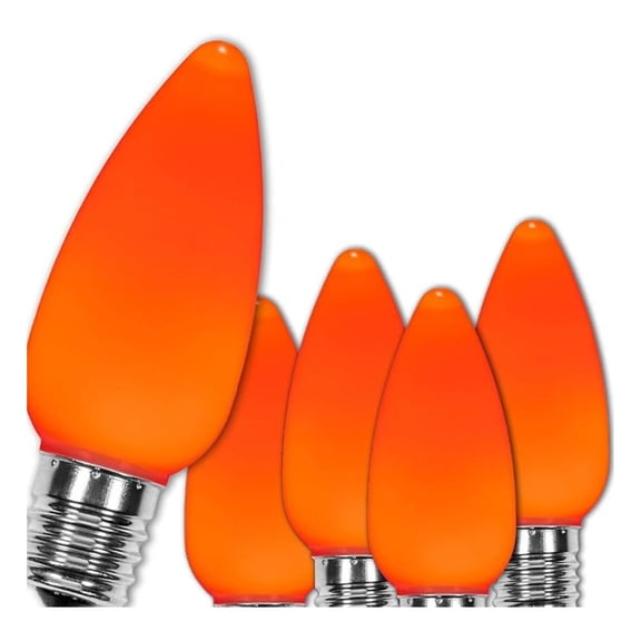 C9 LED Christmas Lights Outdoor - Amber Orange String Lights, Heavy Duty 25ft 25 Bulb, White Wire, Wedding Decor, Steady On, Durable