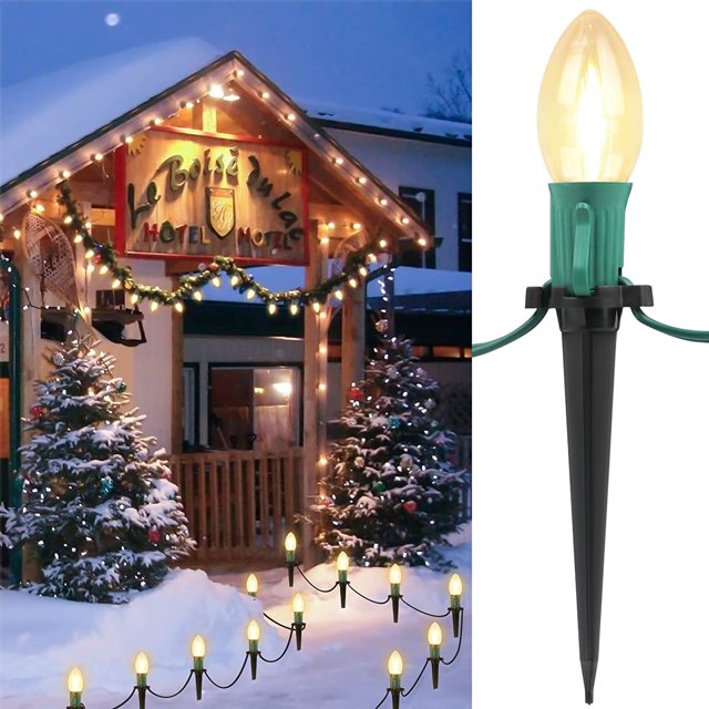C9 LED Christmas String Lights for Pathway 26FT, 20 Clear Lights with