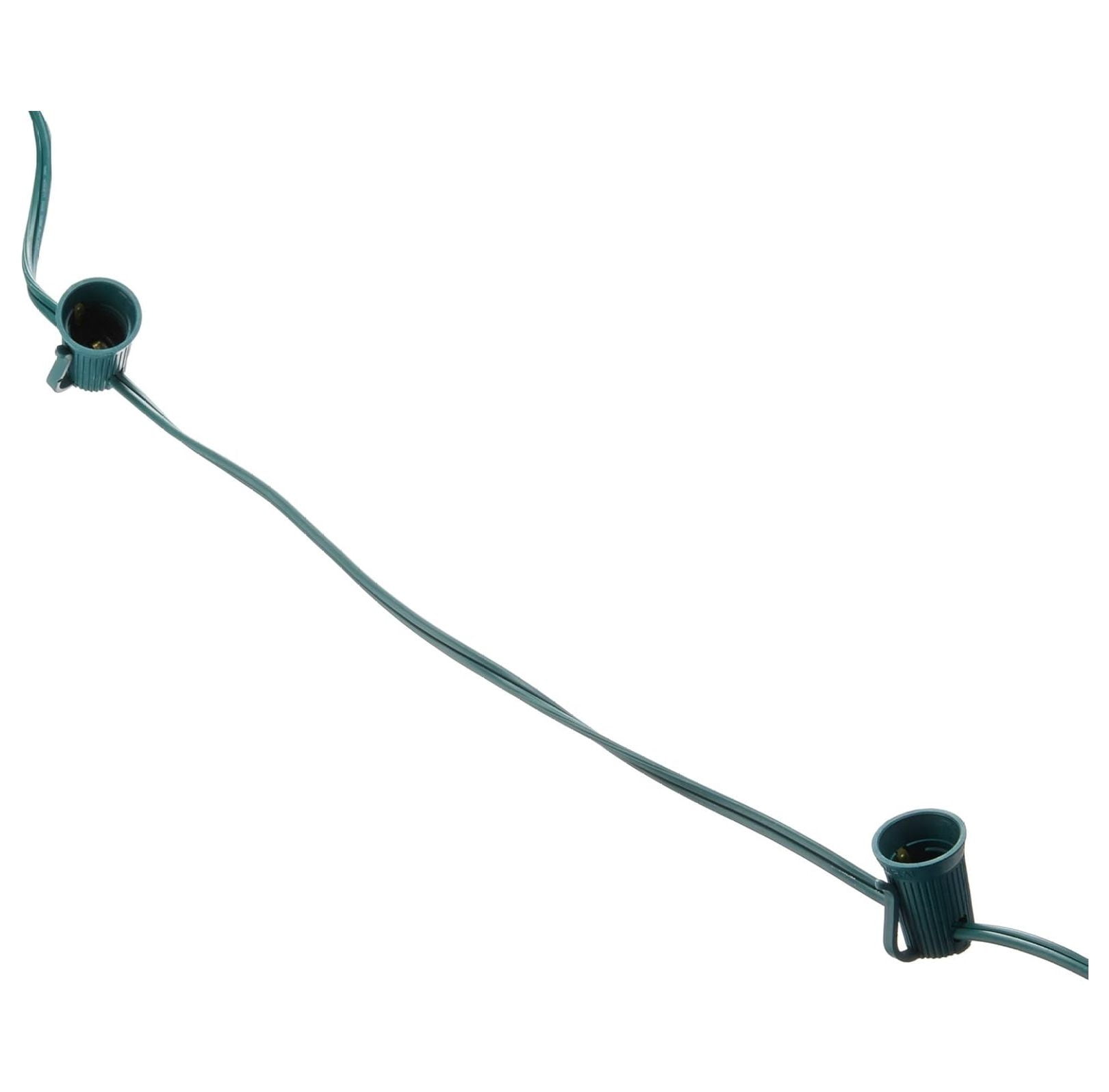 Socket With String C9 Light Strings | 100' Green Cord with 12