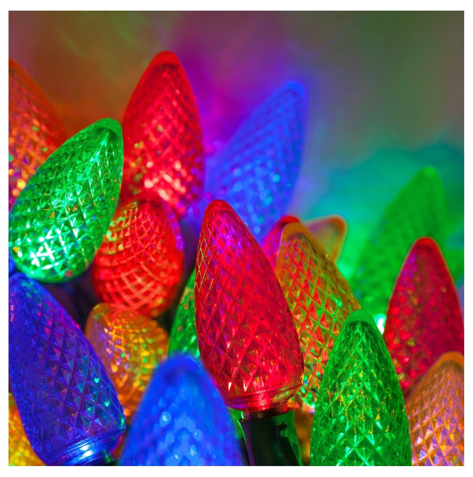 C9 Multicolor Christmas Lights Set of 25, 17 Ft, Multi Colored Christmas Lights Outdoor C9 LED