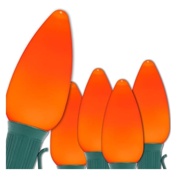 C9 OptiCore LED Outdoor Christmas Lights  Heavy Duty Christmas String Lights; Green Wire (25 Lights, 25 ft, Orange Smooth/Opaque)