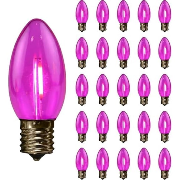 C9 Pink Transparent Filament LED Replacement Roofline with E17 Base String Light Bulbs Set of 25$$Tools & Hardware Other