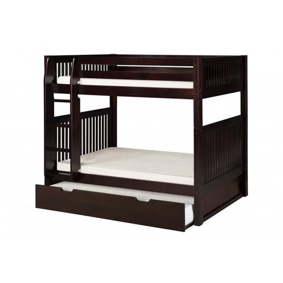 C912-TR Camaflexi Bunk Bed with Trundle - Mission Headboard - Cappuccino Finish