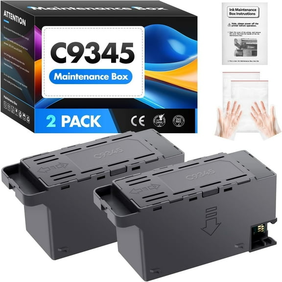 WE C9345 Ink Maintenance Box Tank 2-Pack Replacement for C9345 WF-7840 ET-16650 ET-16600 ET-8550 ET-5850 ET-5880 ET-8500 WF-7820 WF-7310 ET-5800 EC-C7000 ST-C8000 ST-C8090 Printers C12C934591 PXMB9