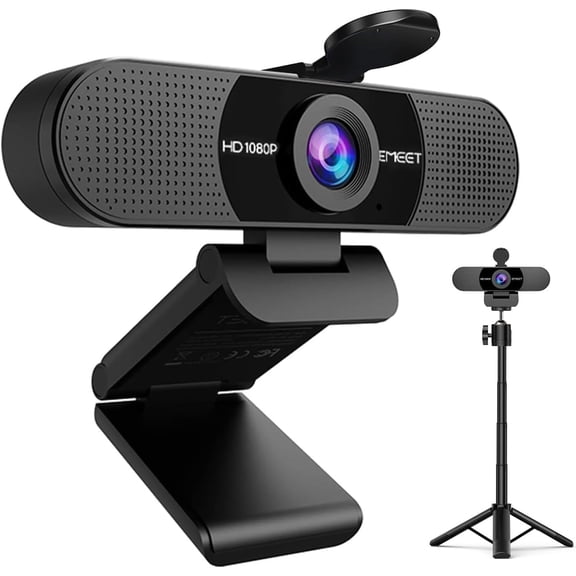 C960 Webcam with Tripod, 1080P Webcam with Microphone, Adjustable Height Mini Tripod, C960 Web Camera with Privacy Cover, Plug & Play with Stand for Zoom/Skype/YouTube/FaceTime