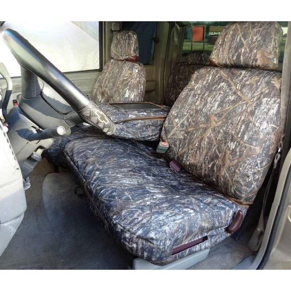 C976 1995-2000 Chevy Silverado, Tahoe and GMC Front Low Back 60/40 Split Seat with Adjustable Headrests and Opening Center Console. In Camo Endura