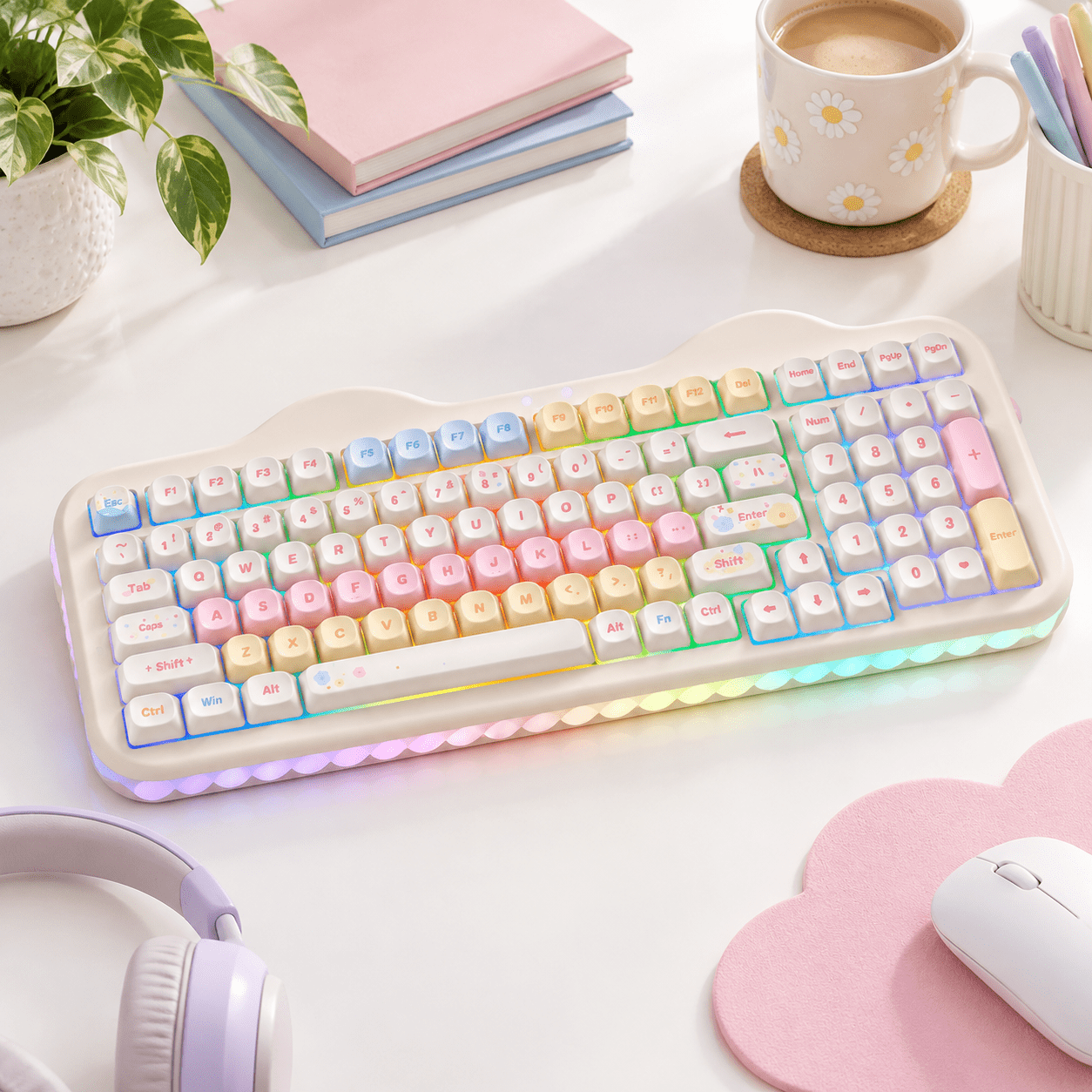 C98 Cute Cake Wireless Mechanical (beige Candy) - Walmart.com