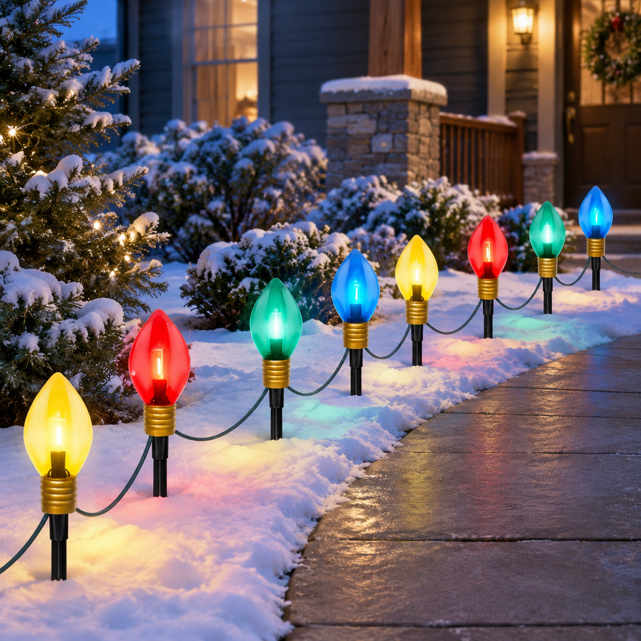 Traceway Light C9mas Pathway Lights Outdoor 6.5ft Decorations With 4 7.5'' Led Giant ...