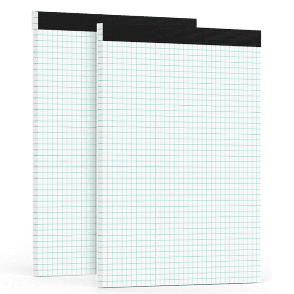 CA 2 Pack Graph Paper Pad 8.5 x 11, 4x4 Graph Ruled Grid Paper Pad 8-1/2 x 11