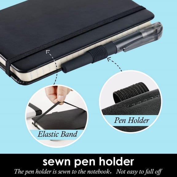 CA (3 Pack) Pocket Notebook Small Journal with Pen, 3.7" x 5.7", A6 Mini Notebook for Work Writing, Small Pocket Notepad with 100Gsm Thick Lined Paper, Black Leather
