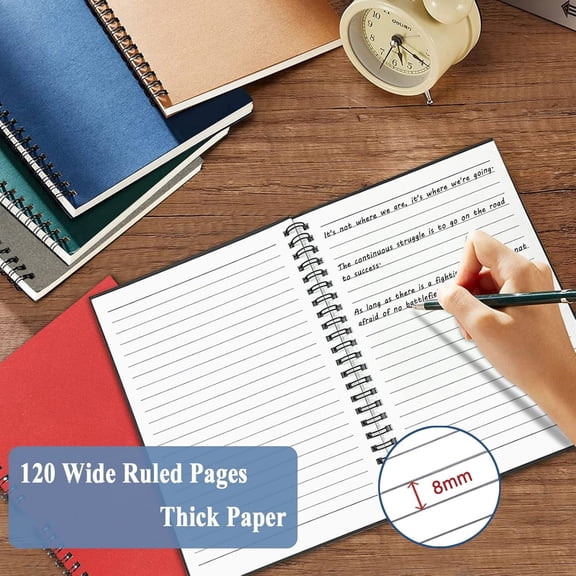 CA 6Pack Spiral Notebook, 5.7x8.3 Small Notebooks for Work 120 Page Note Pads