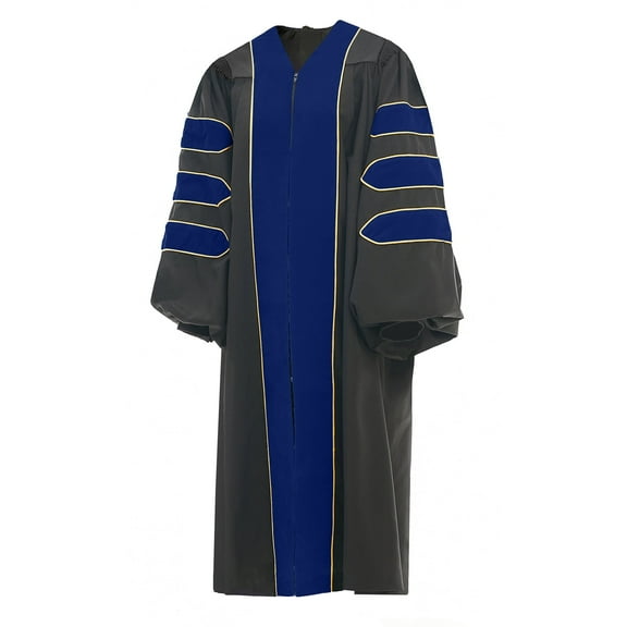 Misscom Deluxe Doctoral Graduation Gown / PhD Gown / Doctoral Regalia for Professor or Faculty with Gold Piping