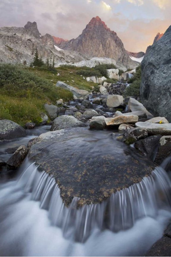 CA, Inyo NF Stream with waterfall and Mt Ritter by Don Paulson (18 x 24)