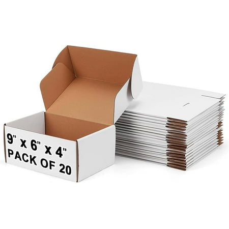CA Norva 20 Pcs 9x6x4 Inch Shipping Boxes - BM964 Small Corrugated Cardboard Boxes for Mailing, E-Commerce, Storage, Gift Wrapping, Small Business Packaging
