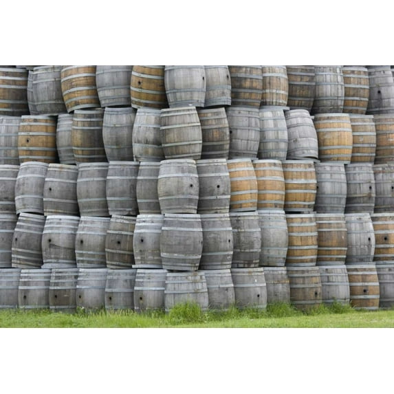 CA, San Luis Obispo Co, Stacks of wine barrels by Dennis Flaherty (36 x 24)