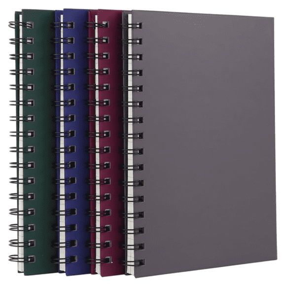 CA Spiral Notebook Journal,4 Pack A5 Spiral Notebooks,5.7" x 8.5",160 Pages,100gsm Paper (Red, Green,Blue,Grey)