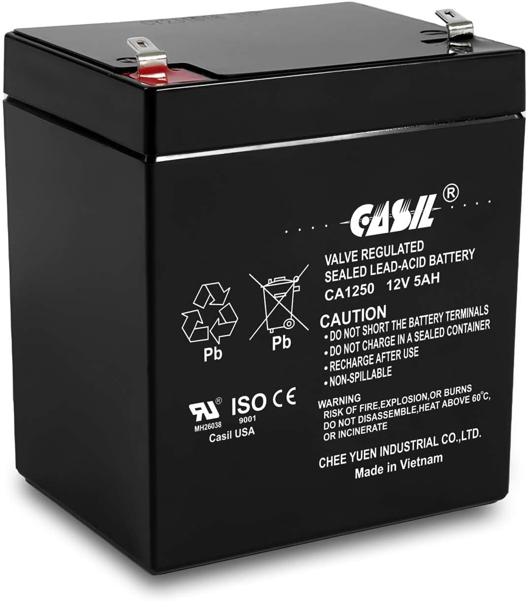 CA1250 12V 5Ah SLA AGM Alarm Battery – Rechargeable Sealed Lead Acid rade Replacement for CA1240 4Ah, ADT Security Systems, UPS Backup Power