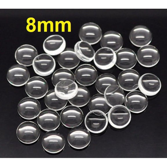 CA279B - Lot of 100 Circle Clear Round Glass Dome Seals Tiles - 8mm (0.3 in)