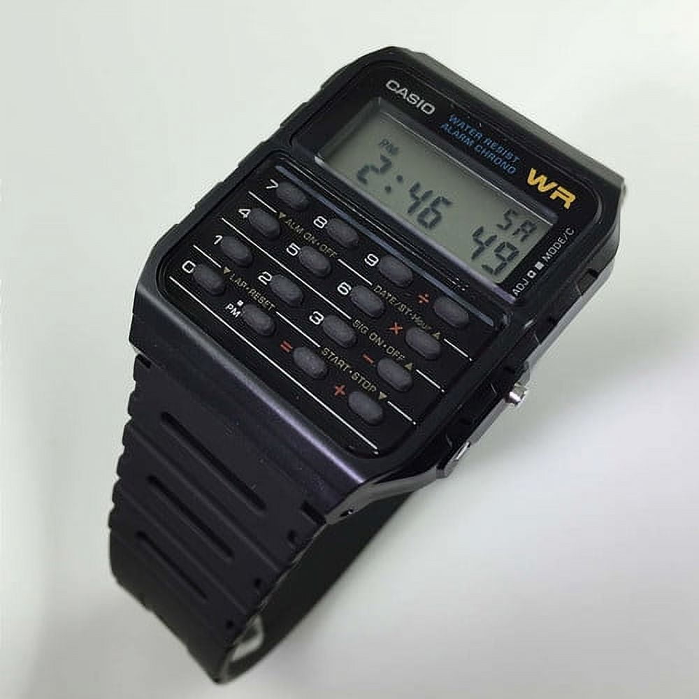 CA53W-1 Men's Databank Black Dial Rubber Strap Calculator Chrono Watch