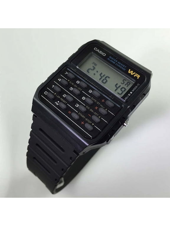 CA53W-1 Men's Databank Black Dial Rubber Strap Calculator Chrono Watch
