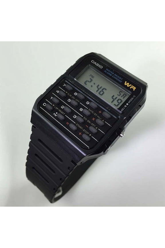 CA53W-1 Men's Databank Black Dial Rubber Strap Calculator Chrono Watch