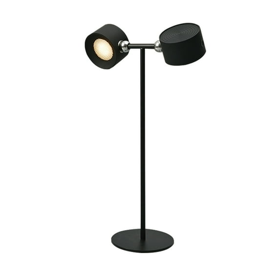 CAALOGT Cordless Dual Head Table Lamp with 3 Color Temperatures and RGB Light, Remote Control, Matte Black