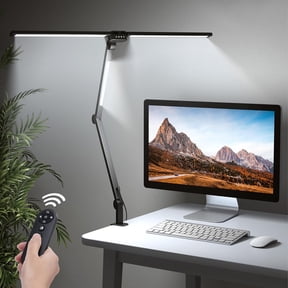 CAALOGT LED Desk Lamp, Dual Head 3-Light with Remote Control and Stepless Dimming