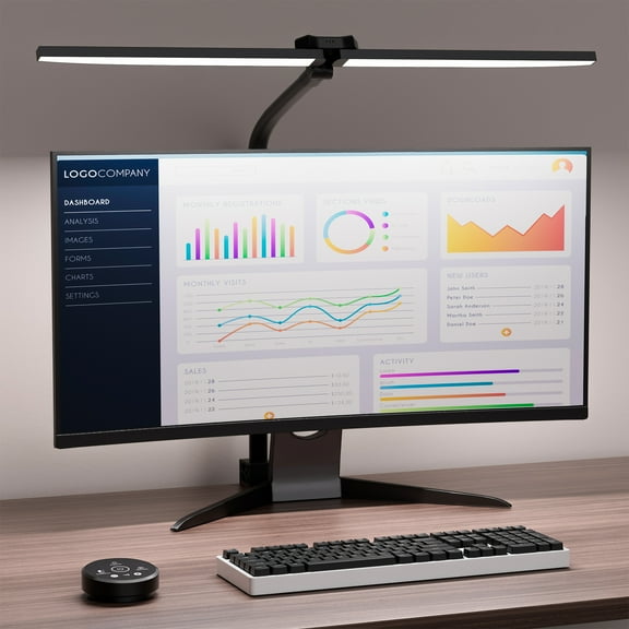 CAALOGT LED Desk Lamp for Home Office, 24W Modern Eye-Caring Architect table Lamp, Adjustable Head, Stepless Dimming