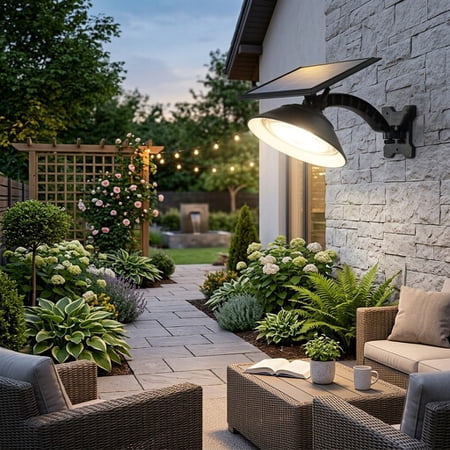 CAALOGT 100W Solar Wall Light with Motion Sensor, Adjustable IP45 for Yard