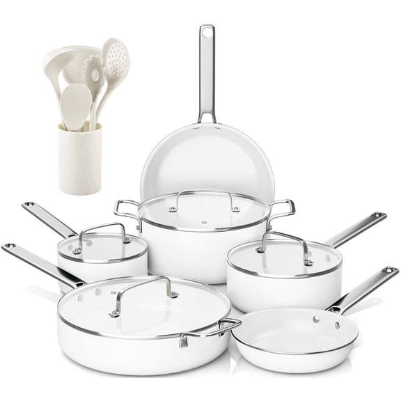 CAANNASWEIS 16 Pieces Nonstick Ceramic Cookware Set Healthy Pots And Pans Set Induction Kitchen Cookware sets