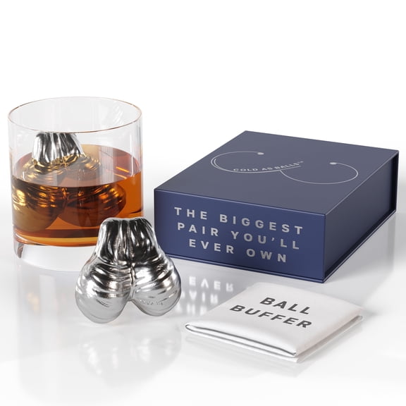 CAB Whiskey Stones Gift Set, Heart, Silver, 2 x 2, 2 Count