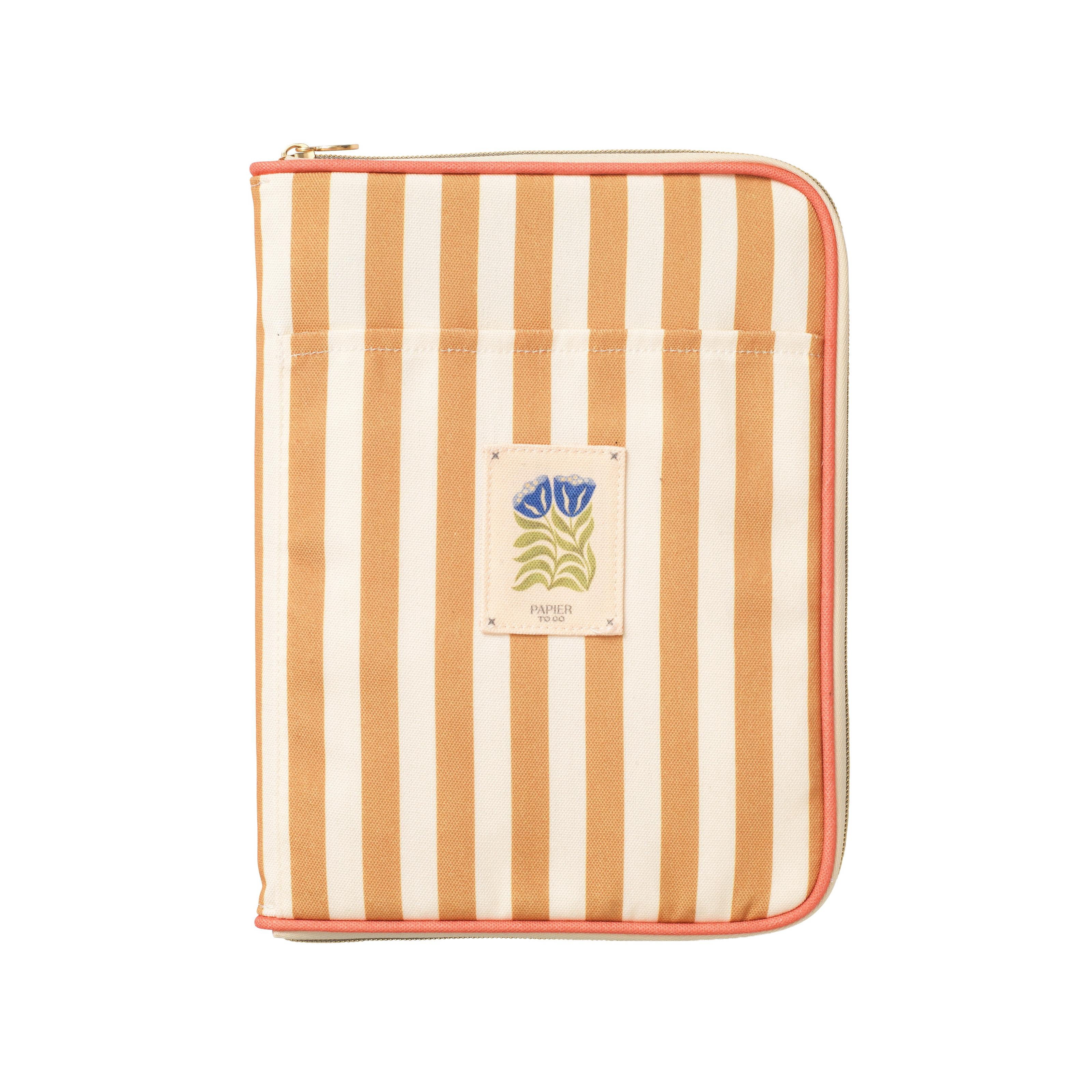 Papier To Go Zip Around Fabric Tech Pouch Organizer Tablet Case, Cabana Floral Patch, Yellow