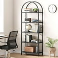 thumbnail image 1 of CABIHOME Bookshelf Tall Bookcase Arched Standing Bookshelves Modern Display Racks 5 Tier Storage Rack Shelf Large Wood Book Shelf for Bedroom, Living Room, Home Office, 1 of 16