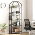 thumbnail image 1 of CABIHOME Bookshelf Tall Bookcase Arched Standing Bookshelves Modern Display Racks 5 Tier Storage Rack Shelf Large Wood Book Shelf for Bedroom, Living Room, Home Office, 1 of 16