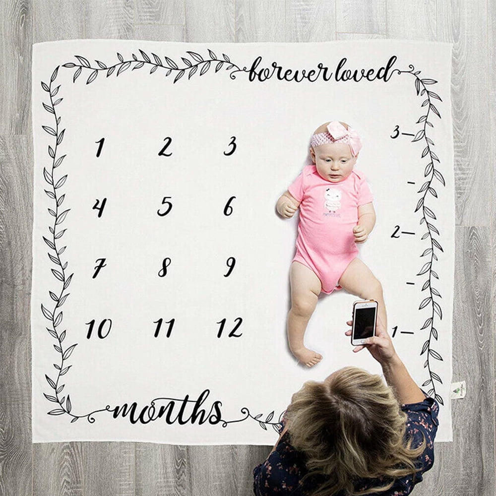 Homegician Baby Monthly Milestone Blanket Baseball, Photo Prop for Newborn Growth Photography - Baseball Sports Month Blanket