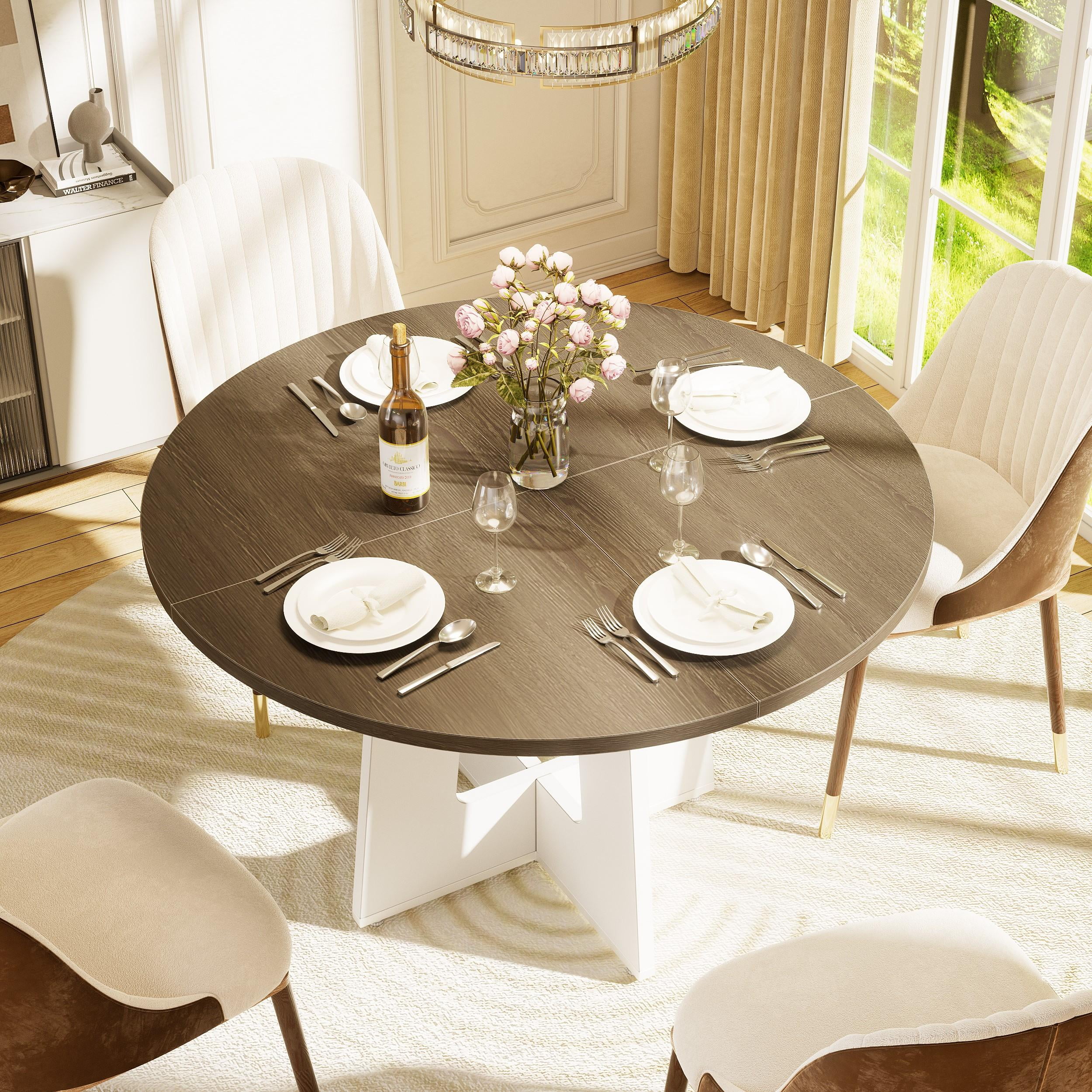 Round Table Set Kitchen Table Person Dining Table Piece Wooden Set