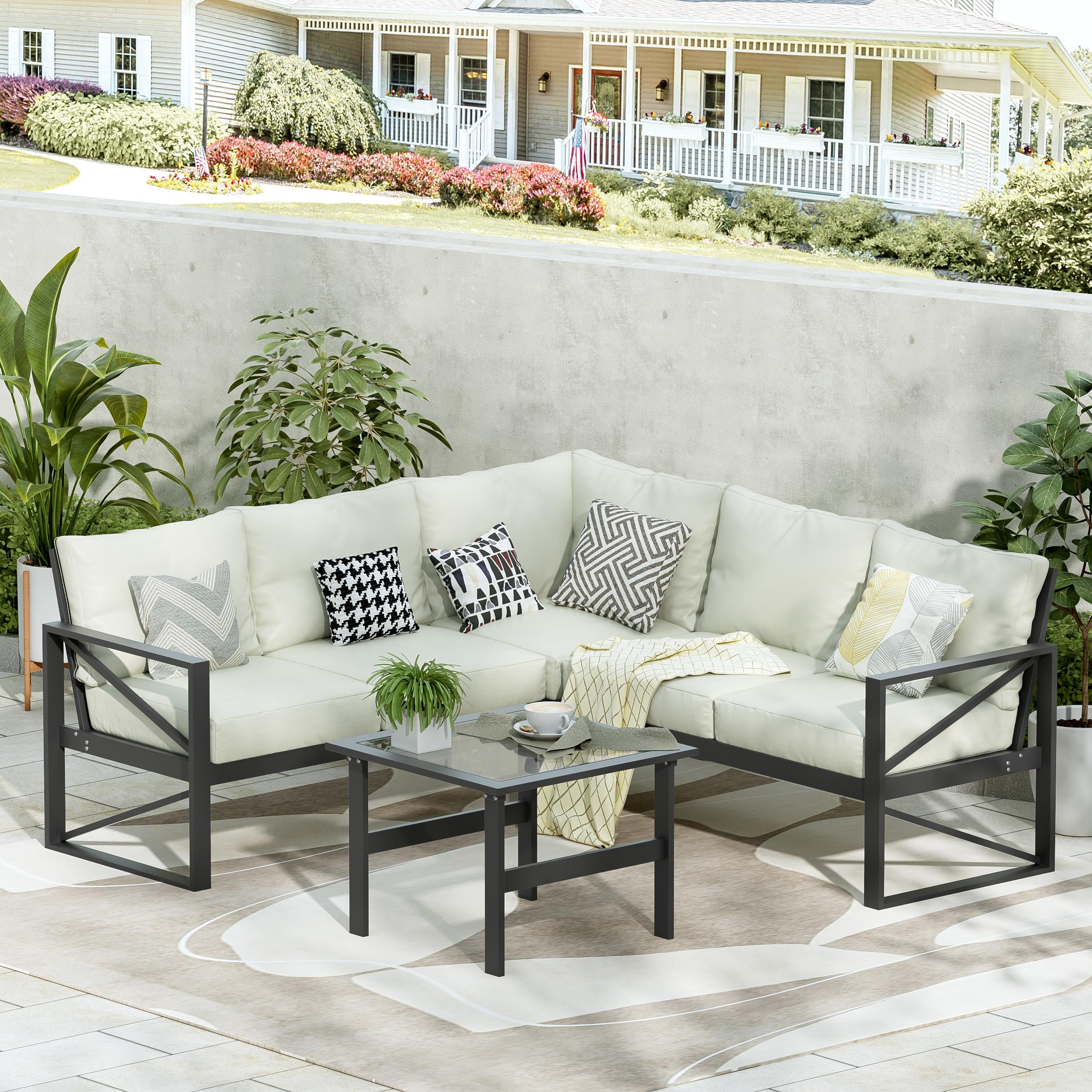 Photo inspiration: Visual Reference: Cabinahome Aluminum Patio Furniture Set 6 Pieces Outdoor Couch