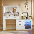 CABINAHOME Vanity Desk with Mirror and Lights, Corner Makeup Table with