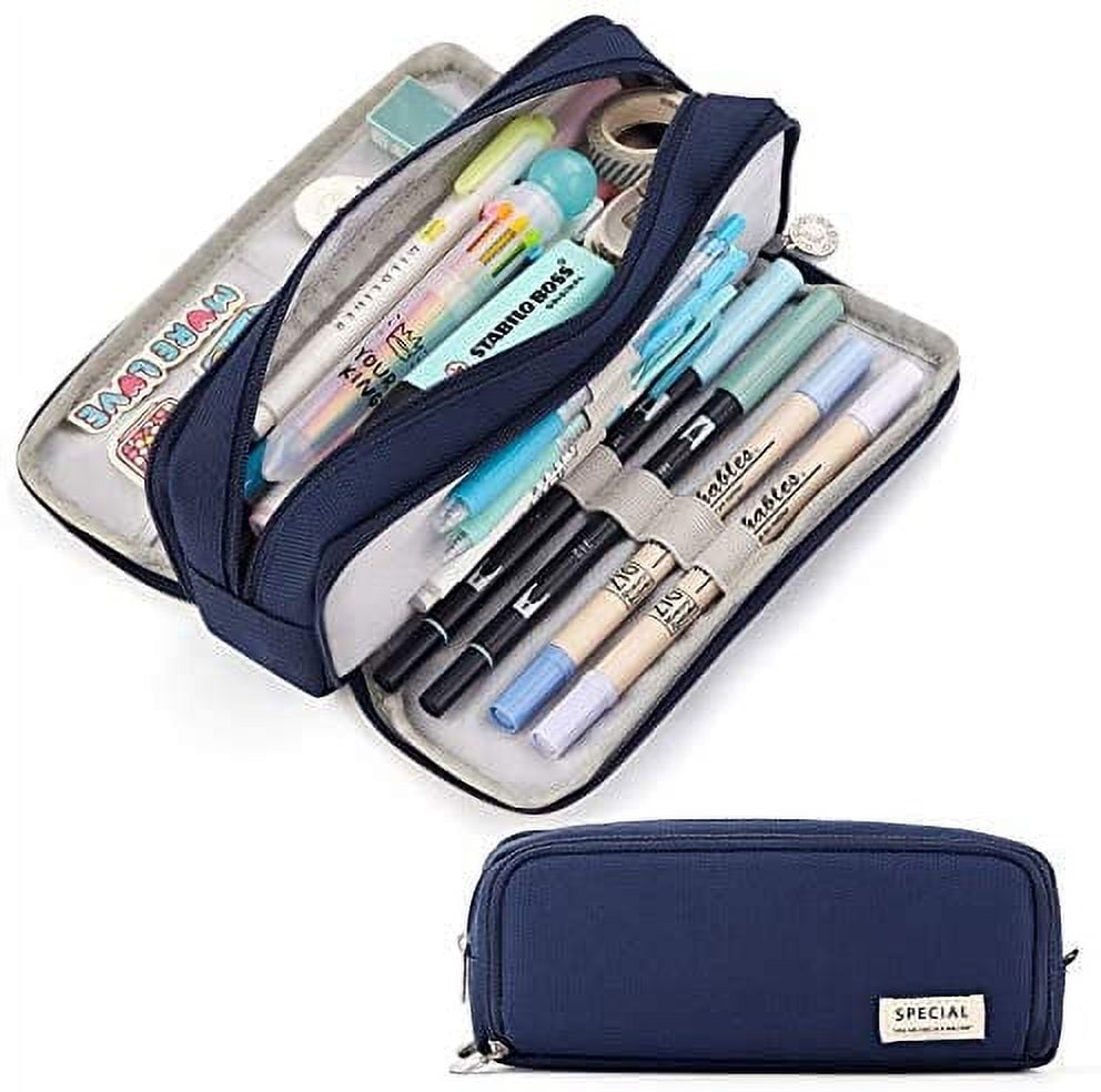 aoksee 2 Pack Pencil Pouch 3 Ring Fabric Pencil Pouches Black Pencil Case  Pencil Bags,Pencil Bags with Zipper, Zippered Pencil Pouch for 3 Ring  Binder 