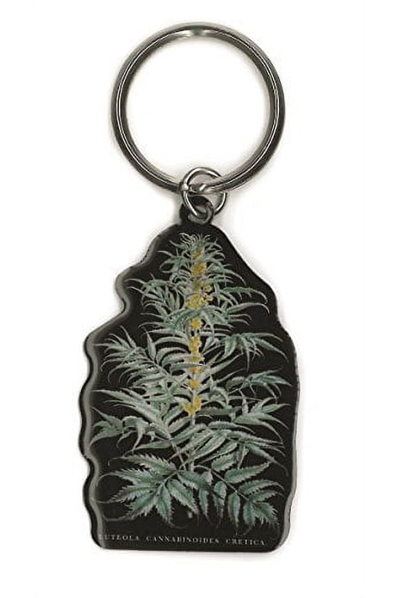 CABINET OF CURIOSITIES CANNABIS PLANT, Dazzling Modern Bright - Metal KEYRING