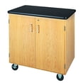 thumbnail image 1 of Mobile Storage Cabinet, 36w x 24d x 36h, Black/Oak, 1 of 2
